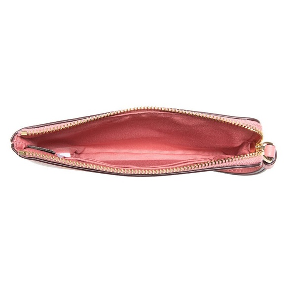 Coach Corner Zip Wristlet With Garden Plaid Print Gold/Taffy Multi C8683